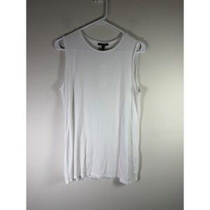 Eileen Fisher White Crew Neck Long Tank Top Tencel Lyocell Womens S